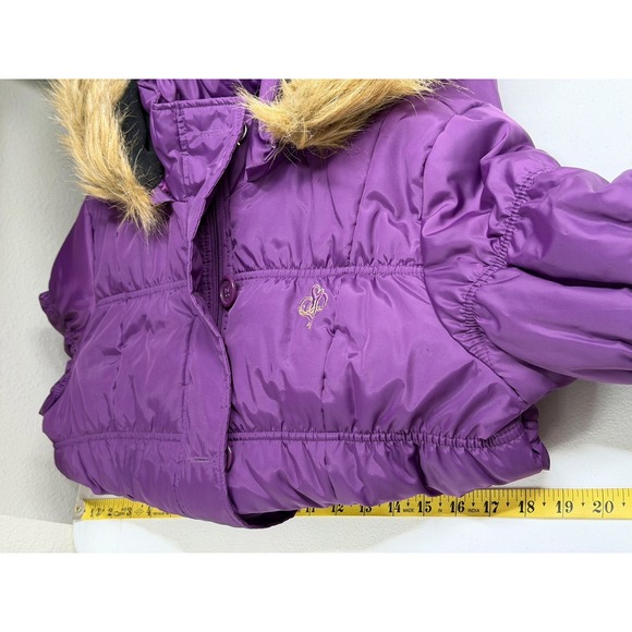 Southpole Jacket Women Medium Purple Hooded Puffer Faux Fur Winter Y2k Quilted - Picture 14 of 15